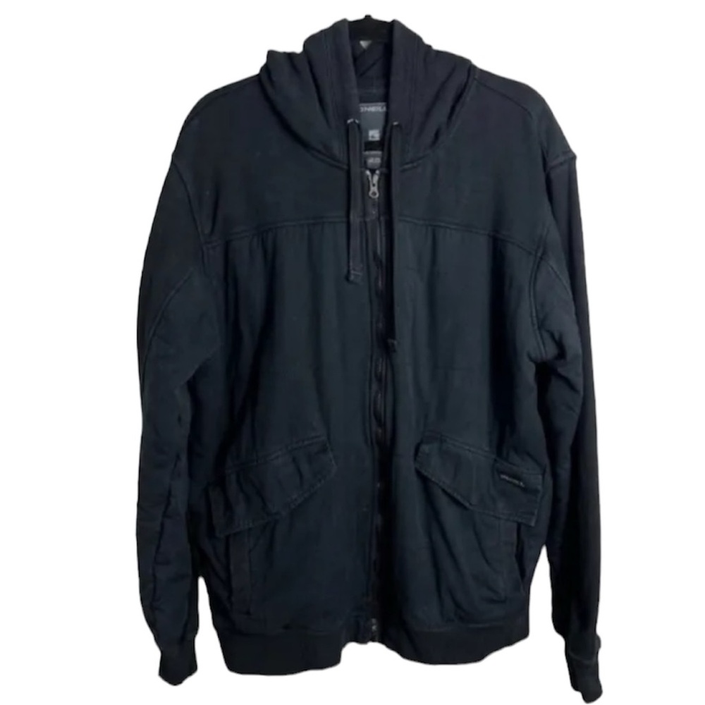 ONeill Mens XL Hooded Utility Jacket Full Zip Cotton Black